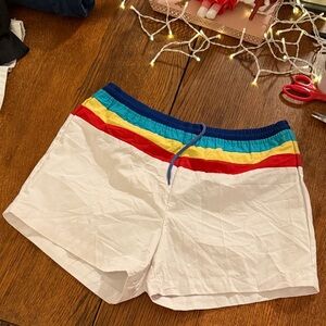 Vintage rainbow board shorts lifetrend White Shorts with Rainbow Stripes